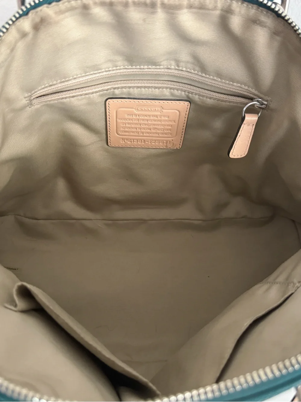 Jade green Coach Peyton leather Cora domed satchel